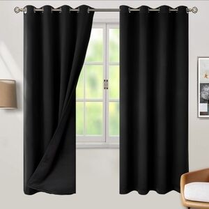 Elegant Silver Grommeted Black Curtains